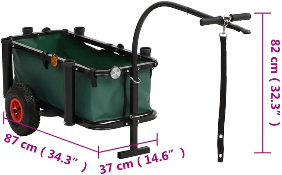 Fishing Trolley with Bag Black Steel,Fishing and Camping Trolley Sturdy, Portable, and Organized Storage Islands and Carts