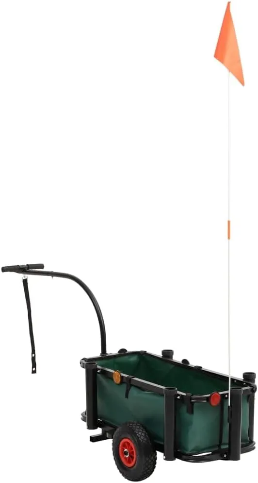 Fishing Trolley with Bag Black Steel,Fishing and Camping Trolley Sturdy, Portable, and Organized Storage Islands and Carts
