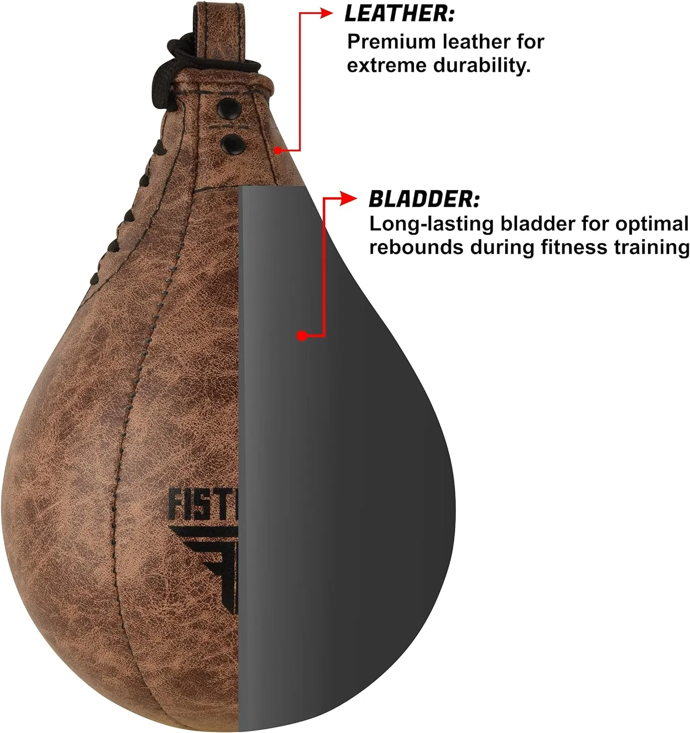FISTRAGE Speed Bag Boxing Ball Leather MMA Muay Thai Training Punching Dodge Striking Kit with Free Hanging Swivel Workout Speedball Kicking Platform Equipment