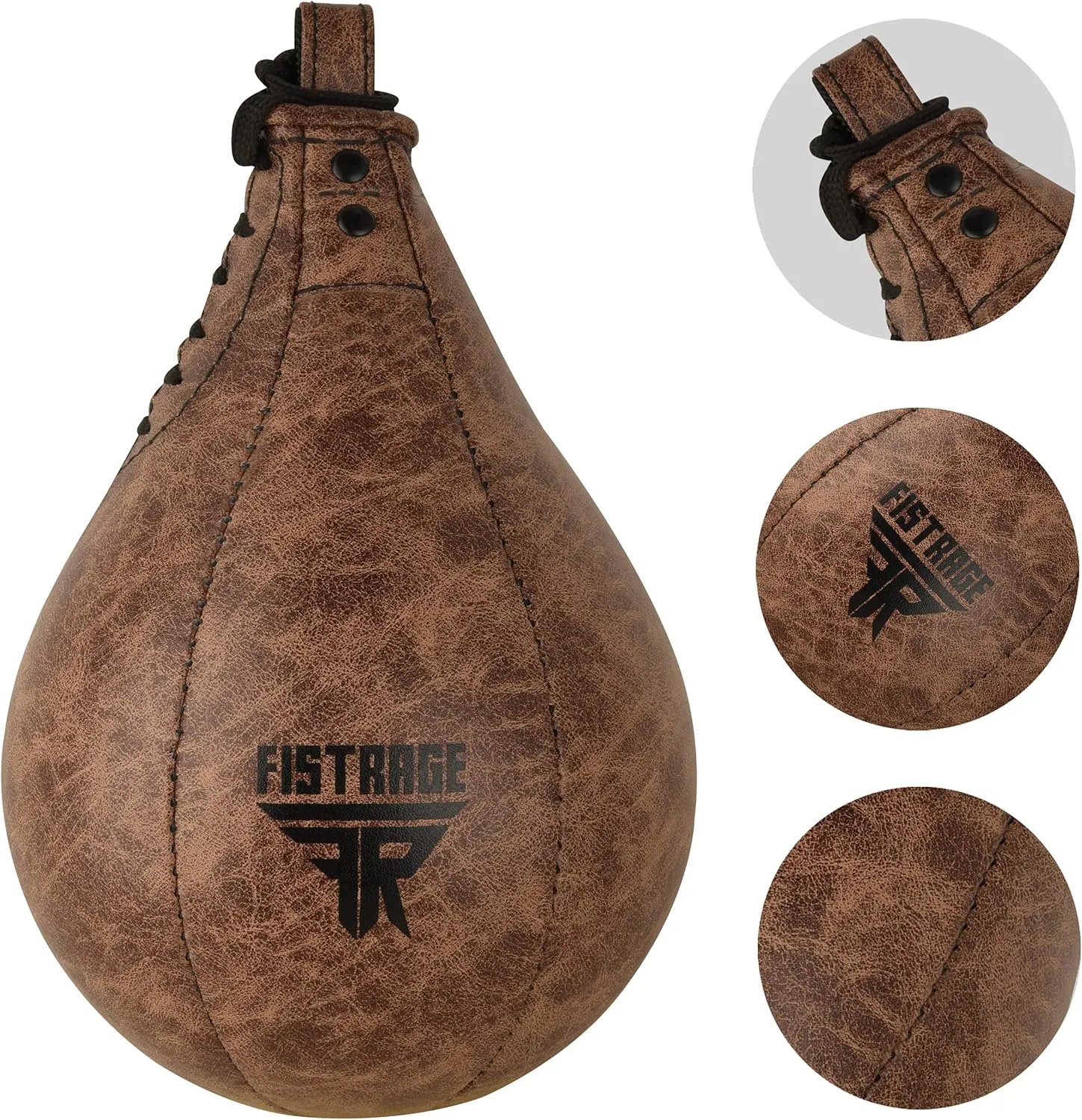FISTRAGE Speed Bag Boxing Ball Leather MMA Muay Thai Training Punching Dodge Striking Kit with Free Hanging Swivel Workout Speedball Kicking Platform Equipment