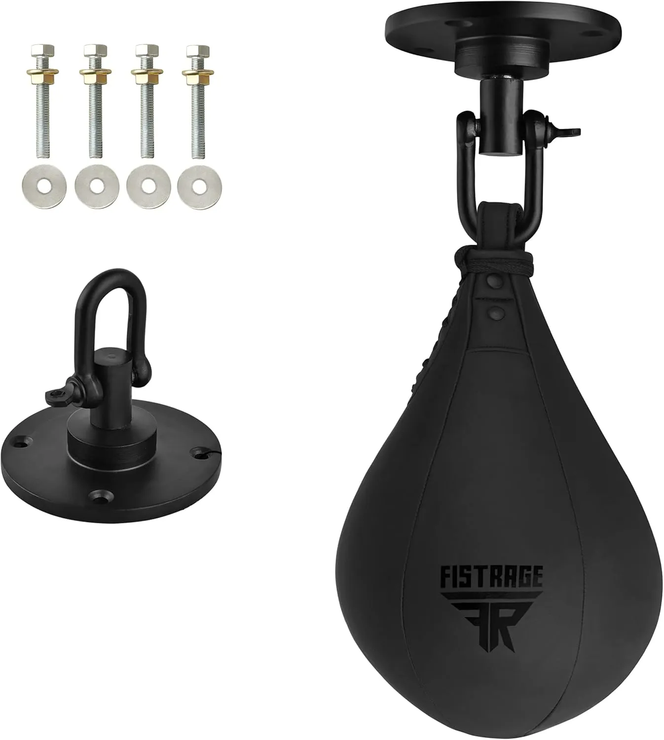 FISTRAGE Speed Ball Boxing Hand Wraps MMA Muay Thai Training Punching Dodge Striking Bag Leather Kit Hanging Swivel Workout Speedball Kicking with Mitt