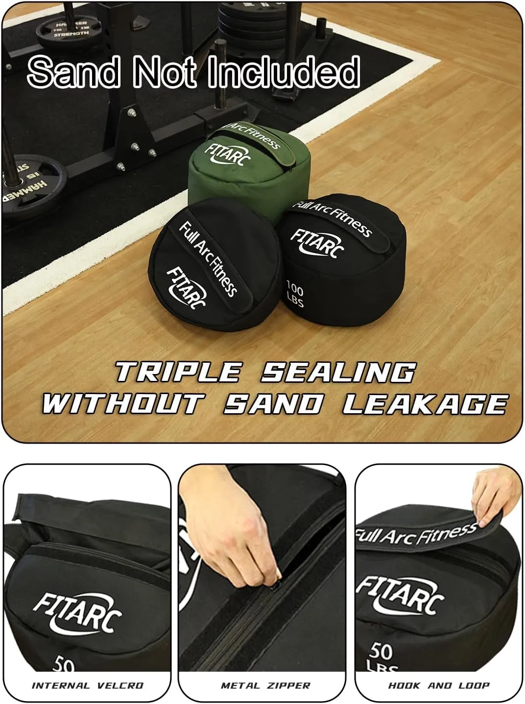 Fitarc Sandbag Workout Bag, Sand Bags for Weight Training, Sandbag for Fitness and Strength Training, Cross-Training & Exercise, Workouts Equipment Sand Not Included