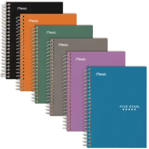 Five Star® Wirebound Notebook, 5-Subject, Medium/College Rule, Randomly Assorted Cover Color, (150) 9.5 x 7.25 Sheets