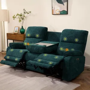 FLEXISPOT Power Recliner Sofa, Zero Gravity Couch, Home Theater Seating with Massage & Heat, Cup Holders, USB/Type-C Charging Ports, Electric Reclining Couch for Living Room, Teal (XS4)