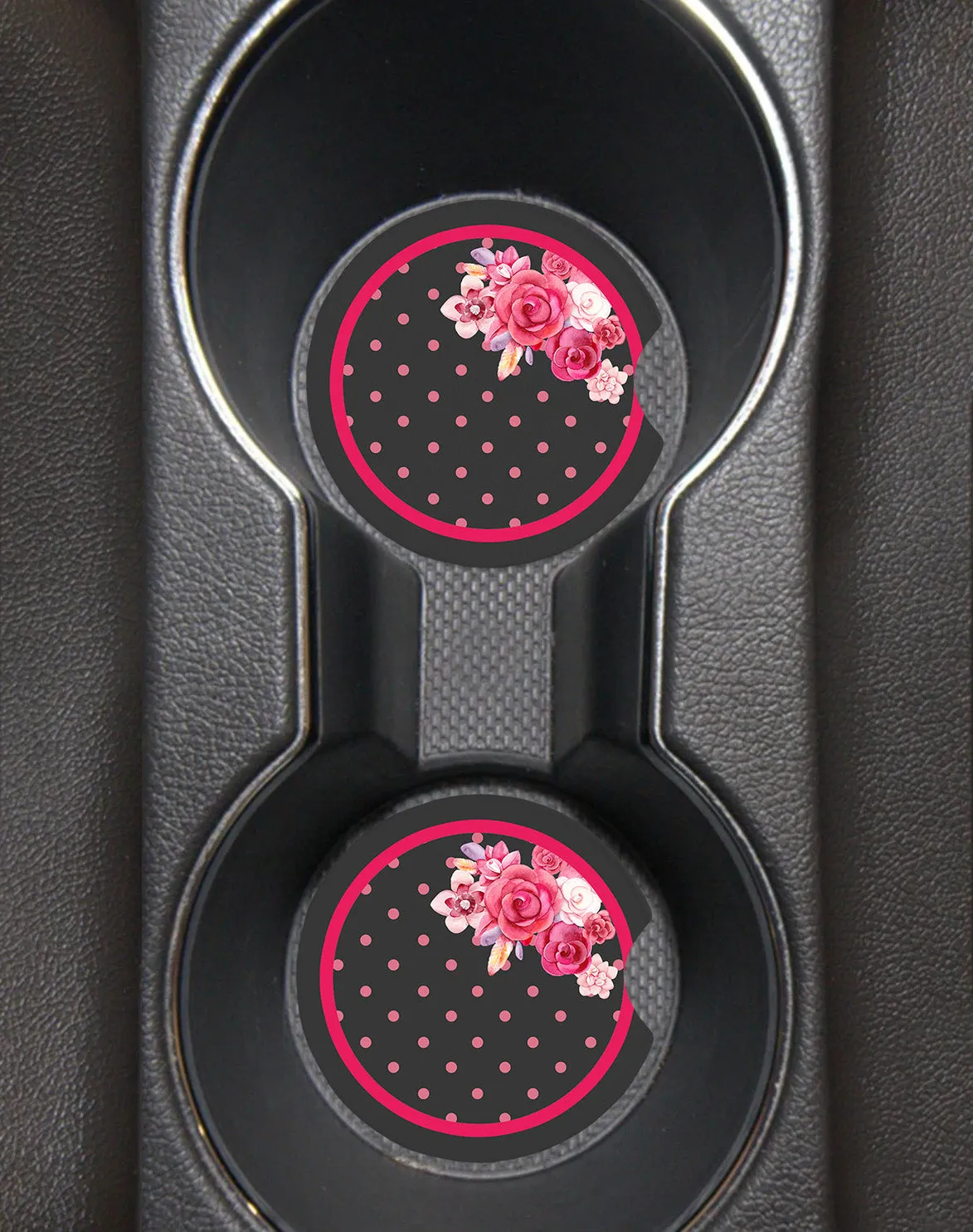 Floral Polka Dot Print 2.75" Car Coasters