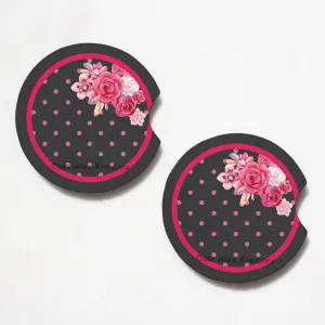 Floral Polka Dot Print 2.75" Car Coasters