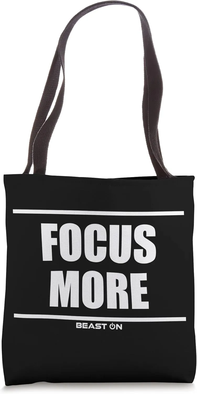 Focus More Bodybuilding Gains Gym Fitness Motivation Sayings Tote Bag