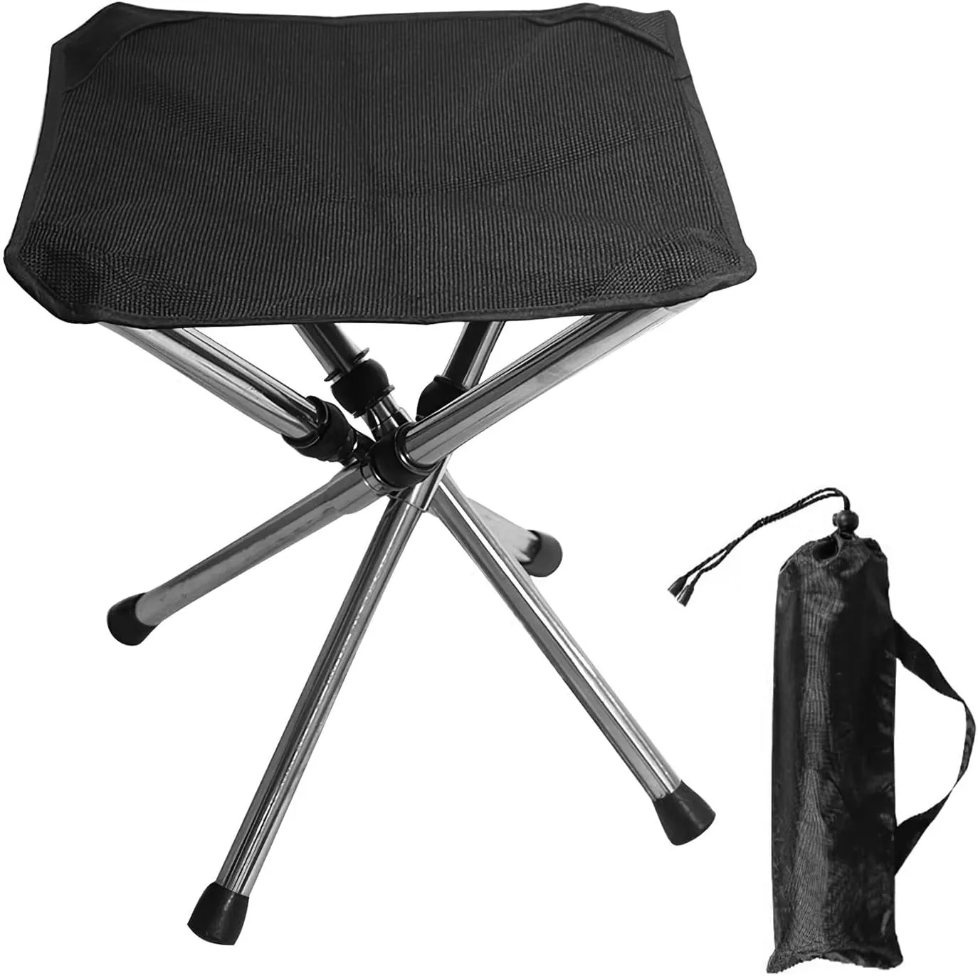 Folding Camping Stool, Lightweight Folding Stool Compact Backpacking Stool with Carry Bag, Small Compact Chair for Hiking, Barbecue, Outdoor Activities, 330 lb Weight Capacity