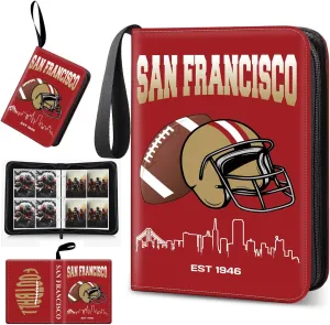 Football Card Binder, San Francisco Trading Card Holder Protectors, 4 Pocket Fits 400 Cards with 50 Removable Sleevesves Card Storage Album Folder Case Collector