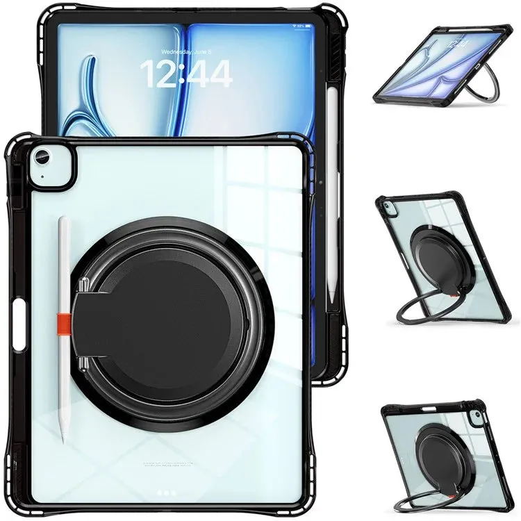 For iPad Air 13 (2024) / iPad Pro 12.9 (2022) / (2021) / (2020) / (2018) Case Rotary Kickstand PC TPU Acrylic Tablet Cover