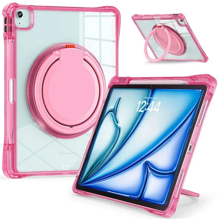 For iPad Air 13 (2024) / iPad Pro 12.9 (2022) / (2021) / (2020) / (2018) Case Rotary Kickstand PC TPU Acrylic Tablet Cover