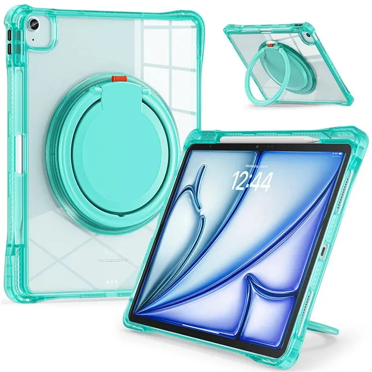 For iPad Air 13 (2024) / iPad Pro 12.9 (2022) / (2021) / (2020) / (2018) Case Rotary Kickstand PC TPU Acrylic Tablet Cover