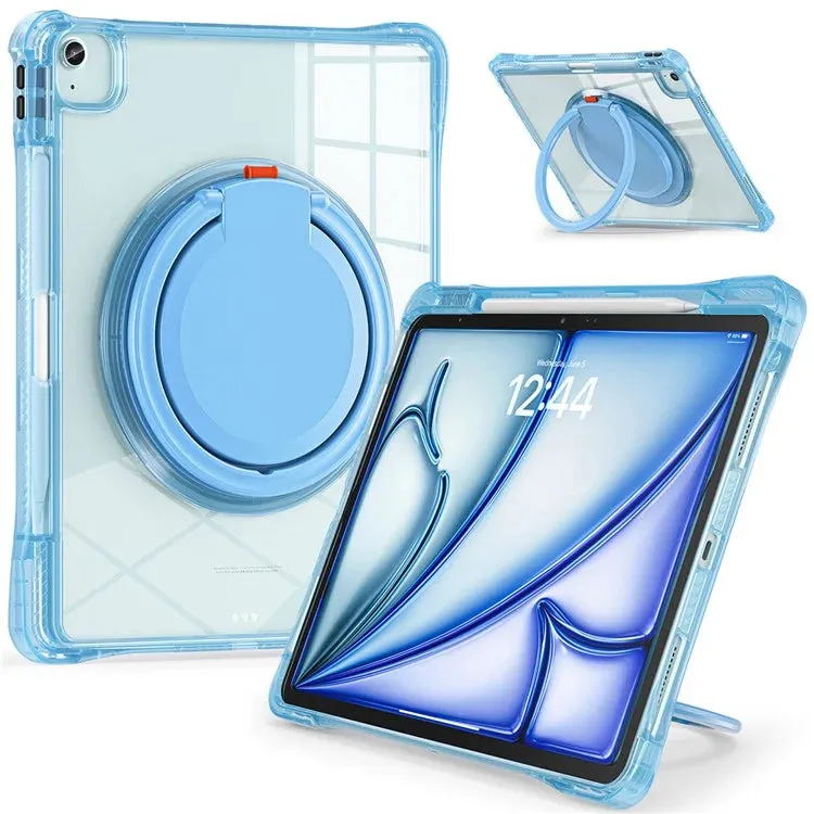 For iPad Air 13 (2024) / iPad Pro 12.9 (2022) / (2021) / (2020) / (2018) Case Rotary Kickstand PC TPU Acrylic Tablet Cover