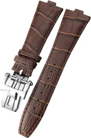 For Vacheron Constantin Overseas Bamboo Grain Genuine Leather Watch Bands Convex Interface Watch Strap 25 * 7mm