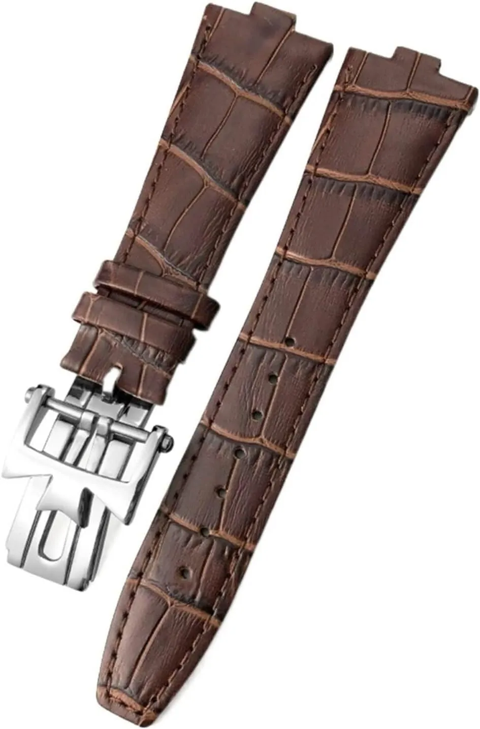 For Vacheron Constantin Overseas Bamboo Grain Genuine Leather Watch Bands Convex Interface Watch Strap 25 * 7mm