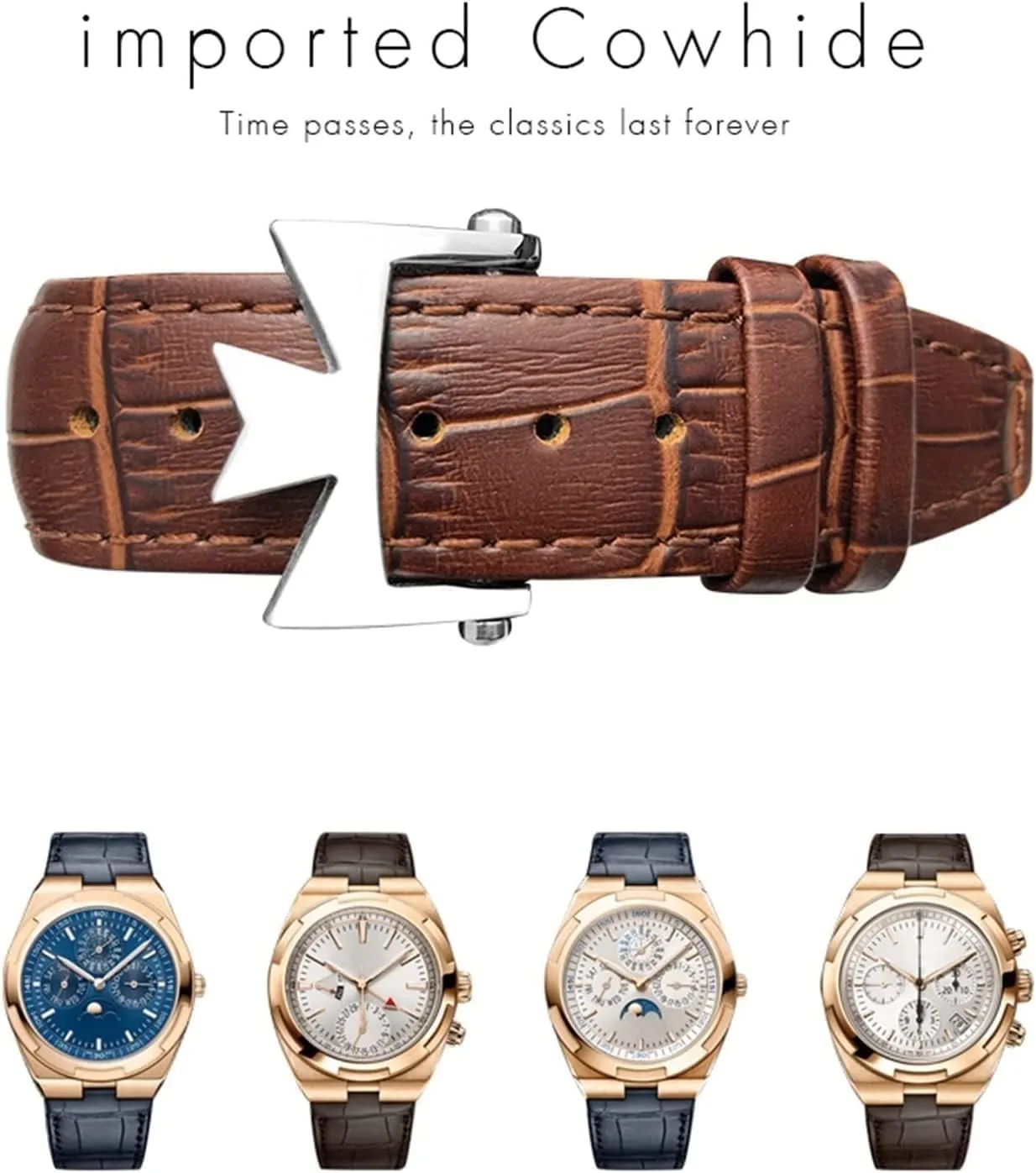 For Vacheron Constantin Overseas Bamboo Grain Genuine Leather Watch Bands Convex Interface Watch Strap 25 * 7mm