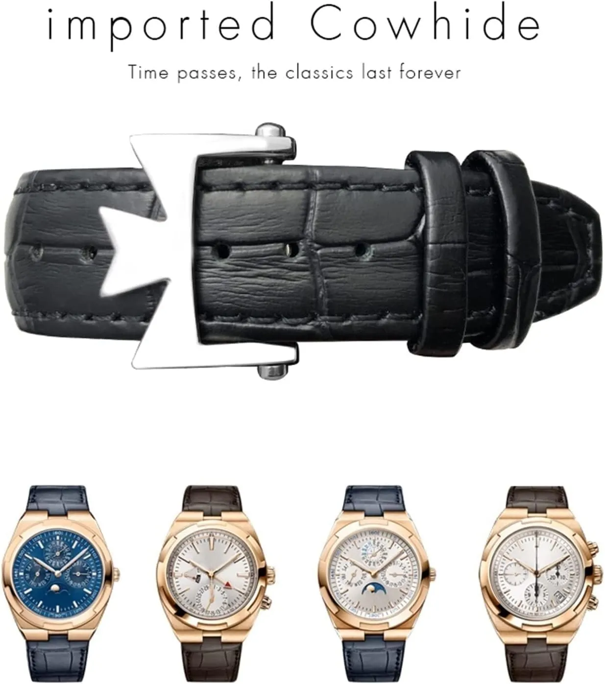 For Vacheron Constantin Overseas Bamboo Grain Genuine Leather Watch Bands Convex Interface Watch Strap 25 * 7mm