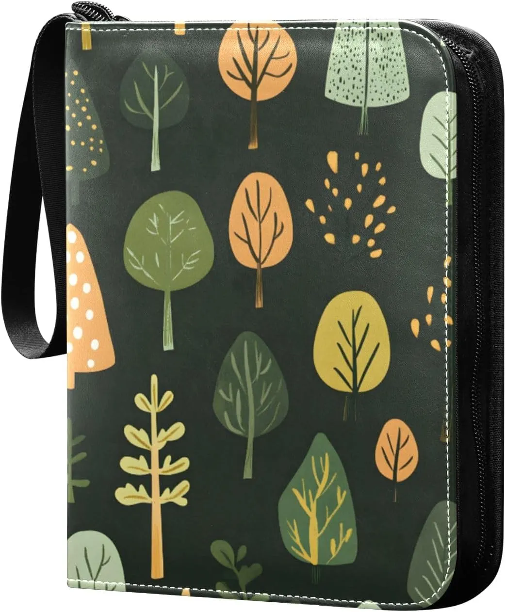 Forest Trees Colorful Card Binder 4 Pocket Trading Card Binder Portable Cards Collection Book with Zipper