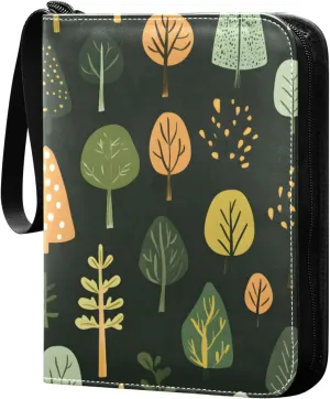 Forest Trees Colorful Card Binder 4 Pocket Trading Card Binder Portable Cards Collection Book with Zipper