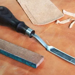 French Leather Skiver With Sharpener Tool, Handmade Leather Skiving Tool For Edges