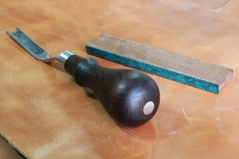 French Leather Skiver With Sharpener Tool, Handmade Leather Skiving Tool For Edges