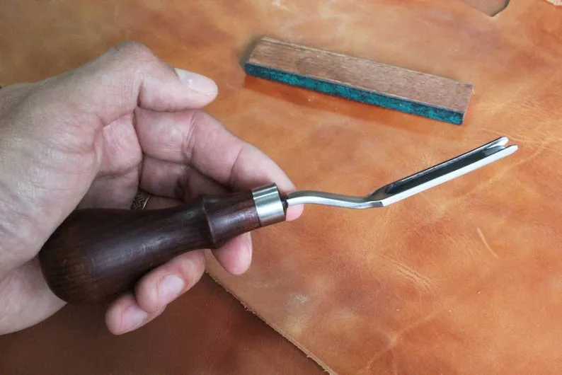 French Leather Skiver With Sharpener Tool, Handmade Leather Skiving Tool For Edges