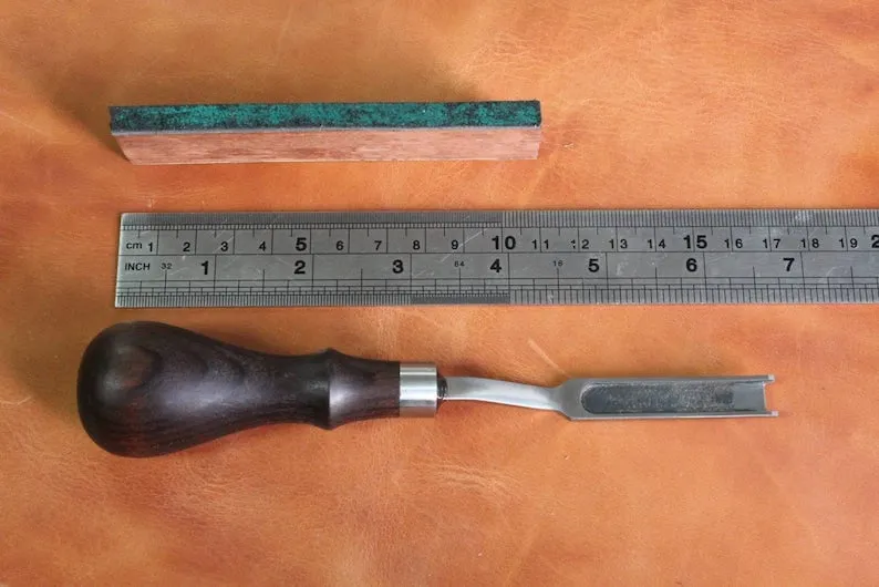 French Leather Skiver With Sharpener Tool, Handmade Leather Skiving Tool For Edges