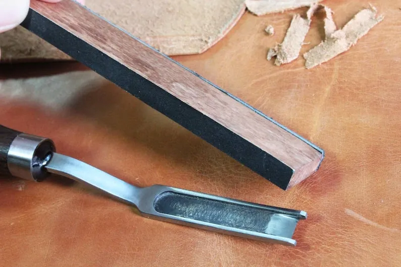 French Leather Skiver With Sharpener Tool, Handmade Leather Skiving Tool For Edges