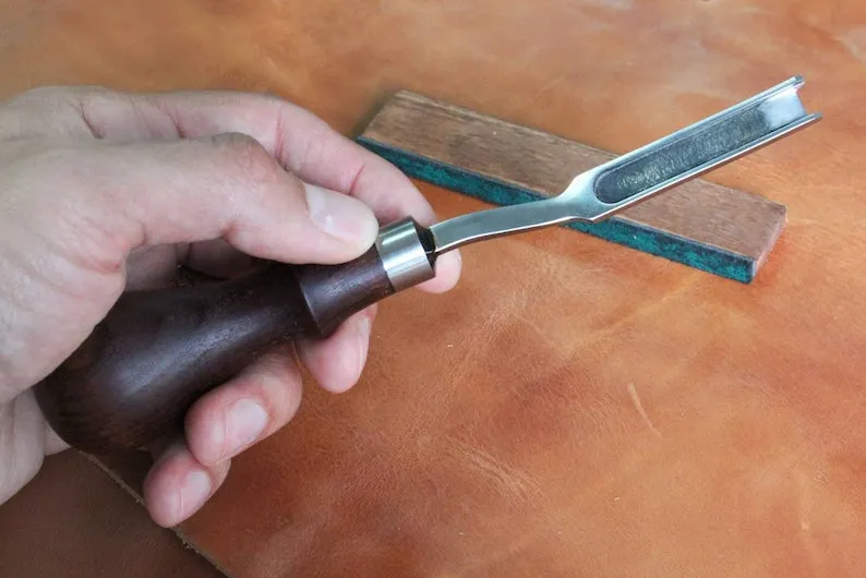 French Leather Skiver With Sharpener Tool, Handmade Leather Skiving Tool For Edges