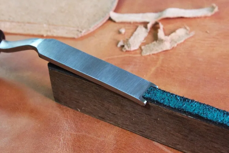 French Leather Skiver With Sharpener Tool, Handmade Leather Skiving Tool For Edges