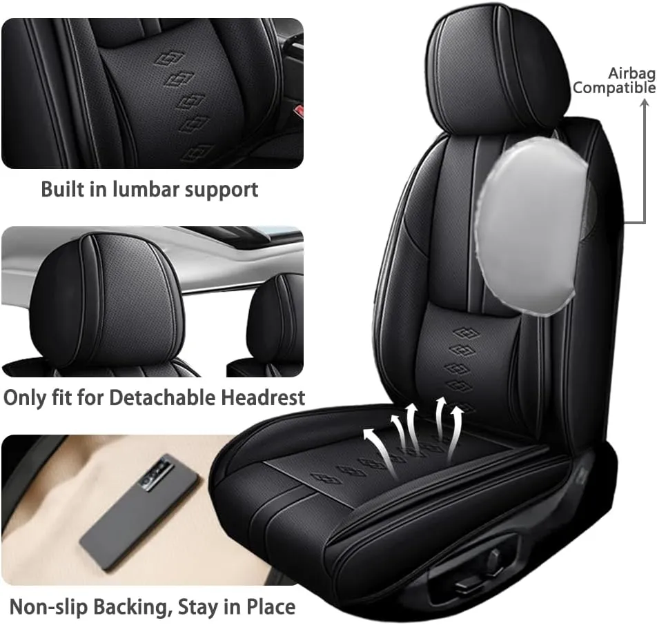 Front Seat Covers for Chevrolet Blazer EV 2024 2025,Leather Car Seat Cover,Soft Seat Cushion Covers with Airbag,Waterproof Automobile Seat Protectors for Blazer EV(Black,Deluxe)