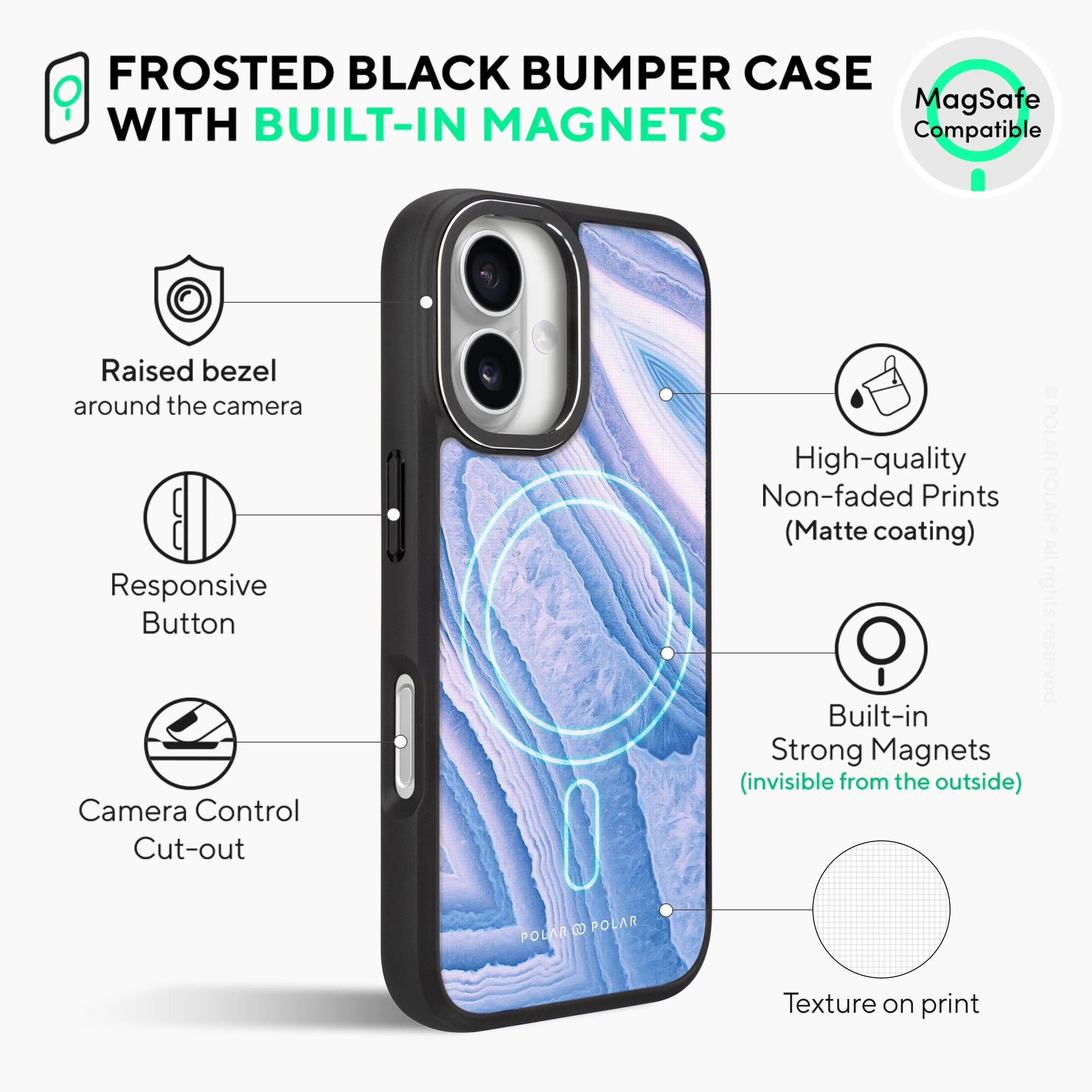 Frozen River - iPhone 16 Plus Frosted Black Bumper MagSafe Case