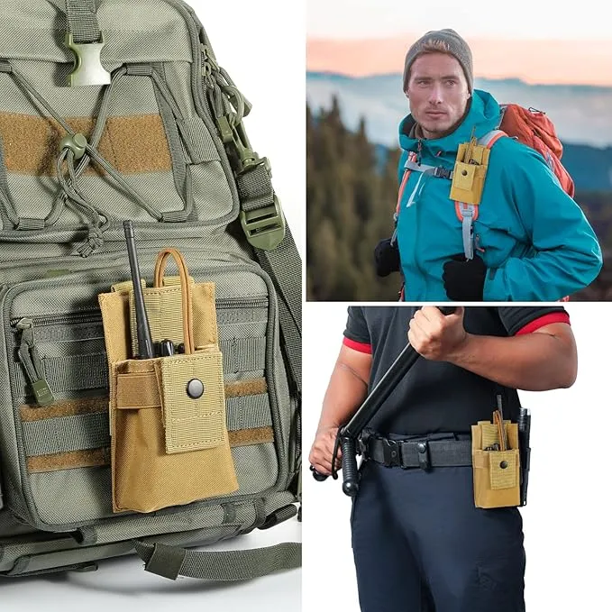 FRTKK Tactical Radio Holder Radio Holster Molle Radio Pouch Universal Radio Case Military Heavy Duty Radio Bag for Police Firefighter Two Ways Walkie Talkies Vest
