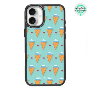 Fujisan Lake Blue Ice Cream - iPhone 16 Plus Frosted Black Bumper MagSafe Case