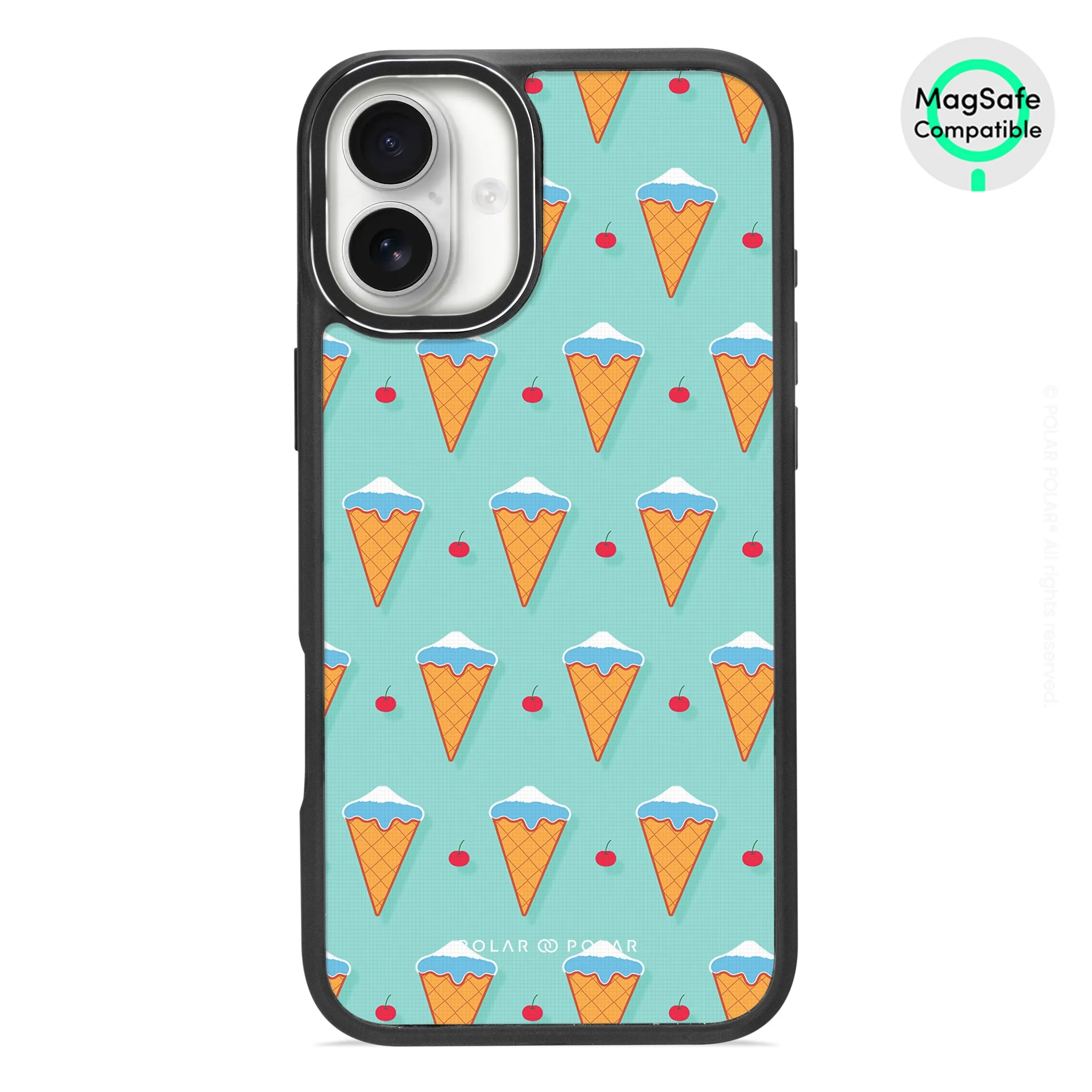 Fujisan Lake Blue Ice Cream - iPhone 16 Plus Frosted Black Bumper MagSafe Case