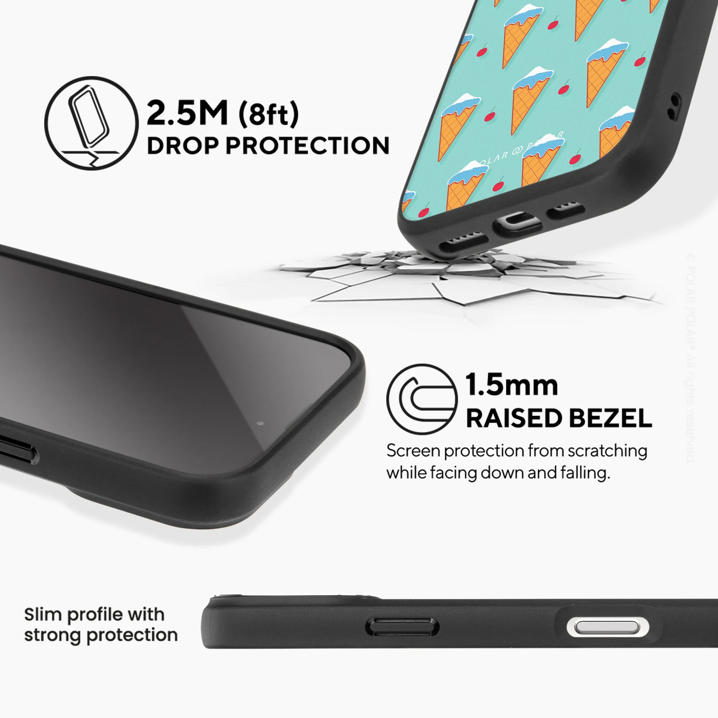 Fujisan Lake Blue Ice Cream - iPhone 16 Plus Frosted Black Bumper MagSafe Case
