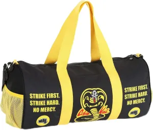 Fun Costumes Authentic Cobra Kai Strike First, Strike Hard, No Mercy Duffle Bag, Karate Combat Training Gym Handbag