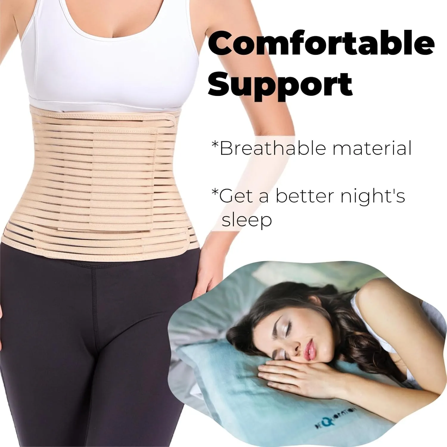 Funcy Women/Men Abdominal Binder for Post Surgery, Postpartum Belly Band for Postpartum Moms, Optimal Support for Rapid Recovery (Beige, Medium)