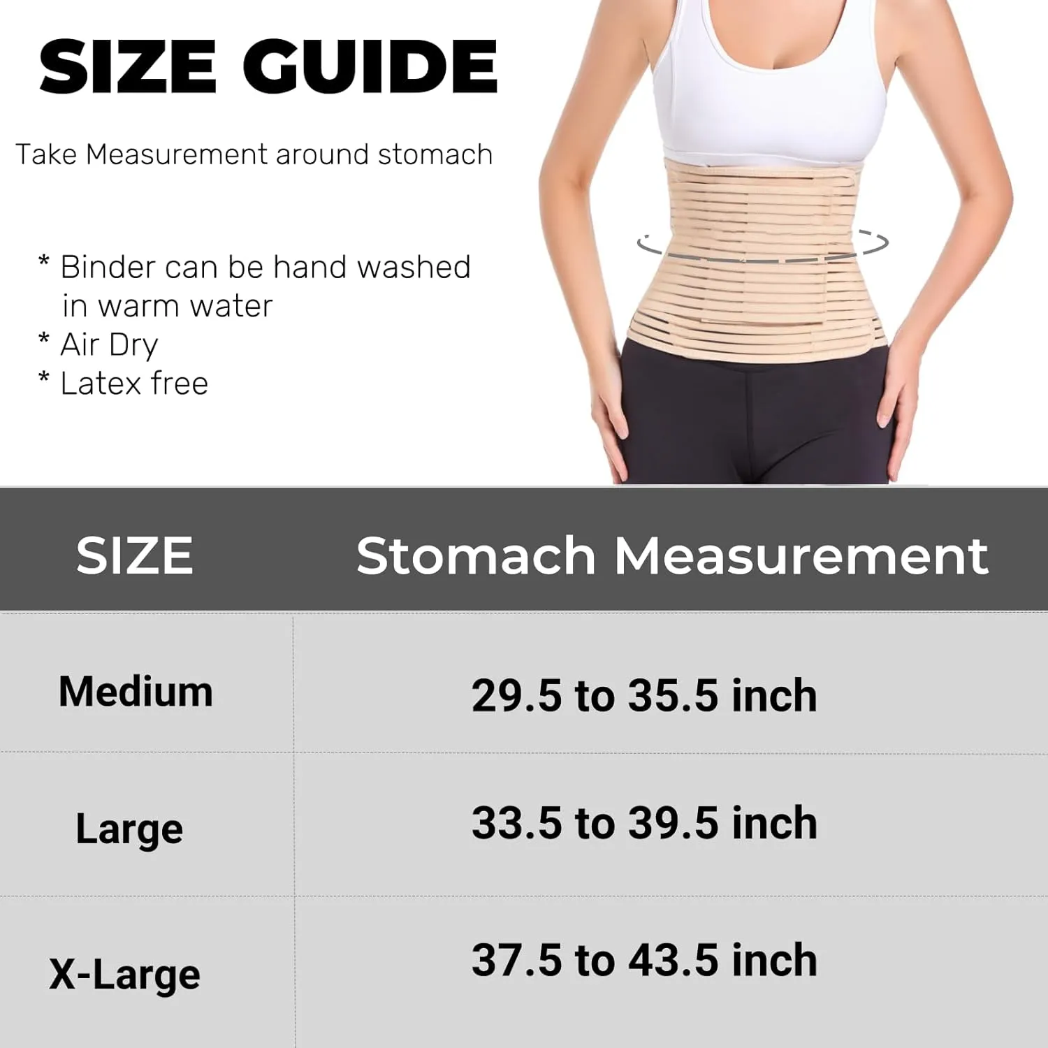 Funcy Women/Men Abdominal Binder for Post Surgery, Postpartum Belly Band for Postpartum Moms, Optimal Support for Rapid Recovery (Beige, Medium)
