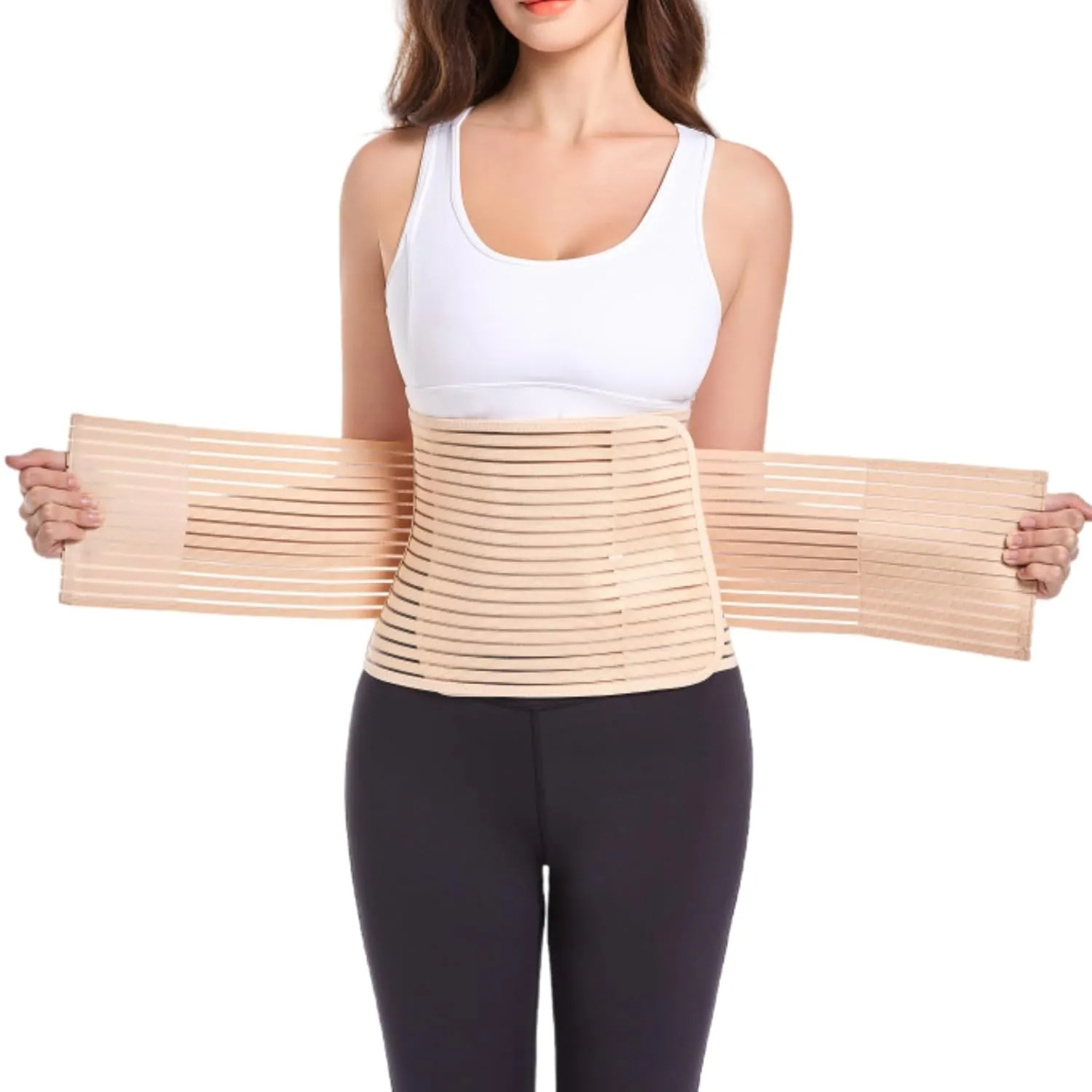Funcy Women/Men Abdominal Binder for Post Surgery, Postpartum Belly Band for Postpartum Moms, Optimal Support for Rapid Recovery (Beige, Medium)