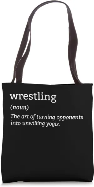 Funny Wrestling Definition Unwilling Yogis MMA Wrestlers Tote Bag