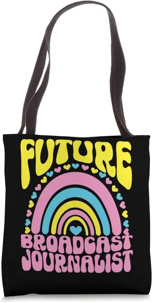Future Broadcast Journalist Bright Retro Rainbow Occupation Tote Bag