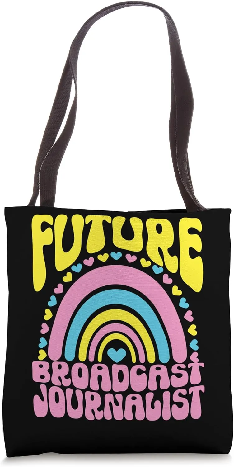 Future Broadcast Journalist Bright Retro Rainbow Occupation Tote Bag