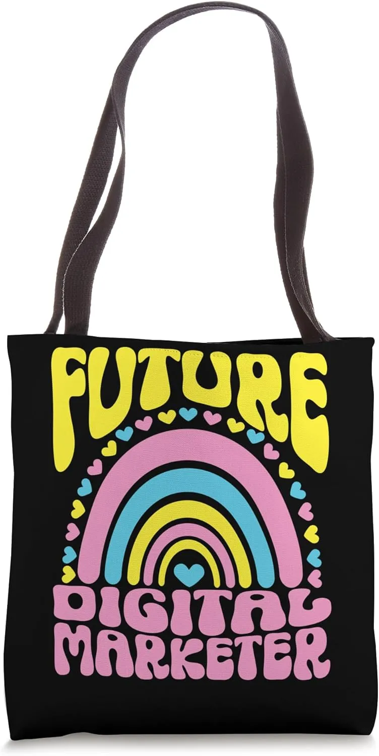 Future Digital Marketer Bright Retro Rainbow Occupation Tote Bag