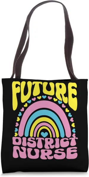 Future District Nurse Bright Retro Rainbow Occupation Tote Bag