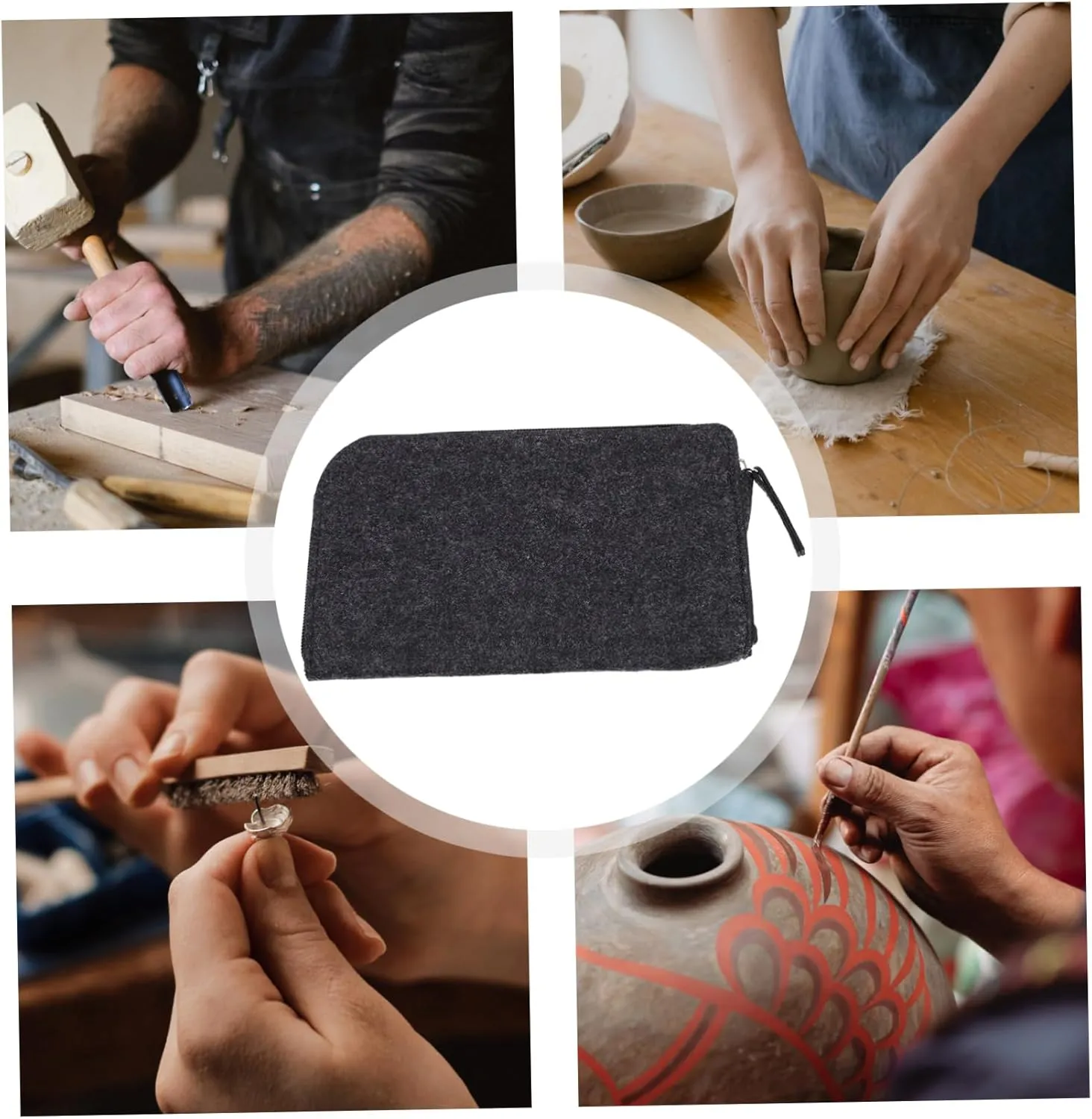 Gadpiparty Durable Clay Sculpture Bag Felt Tools Organizer Pouch for and Transportation of Clay Tools for Artists and DIY Projects