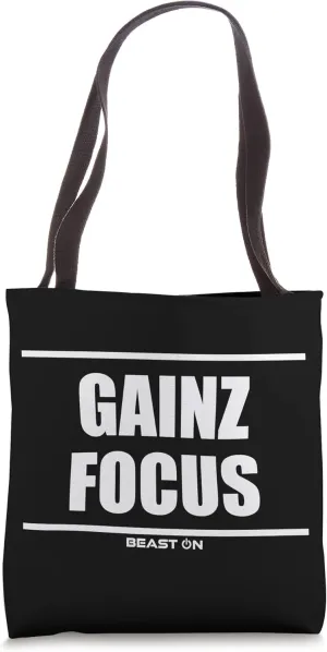 Gains Gainz Focus Gym Fitness Motivation Bodybuilding Gains Tote Bag