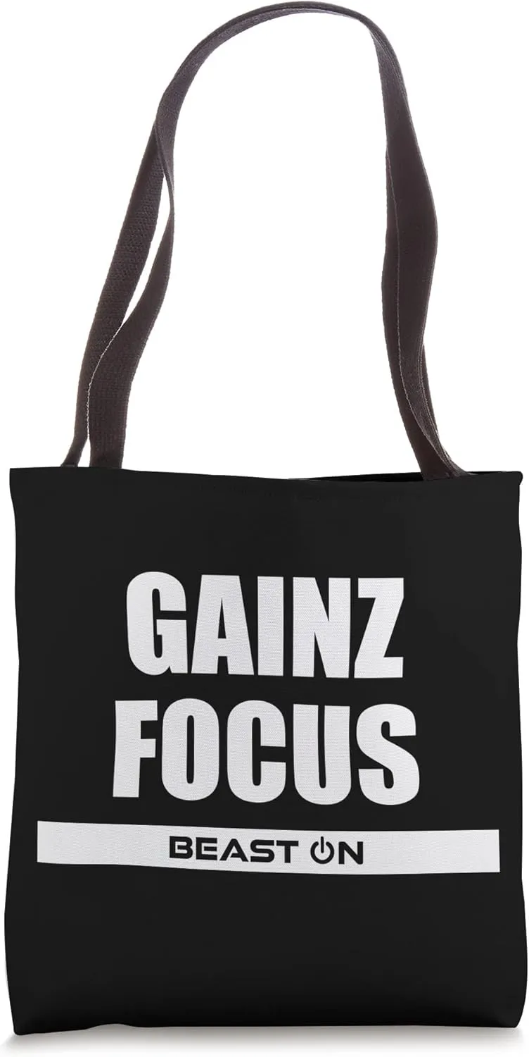 Gainz Focus Training Gym Gains Fitness Motivation Sayings Tote Bag