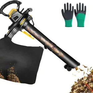 Garden Leaf Blower and Wheeled Vacuum Shredder, 3800W 3-in-1 Leaf Blower with Collection Bag, 6 Speed ??Adjustable, Strong Suction (15 Meters Wire)