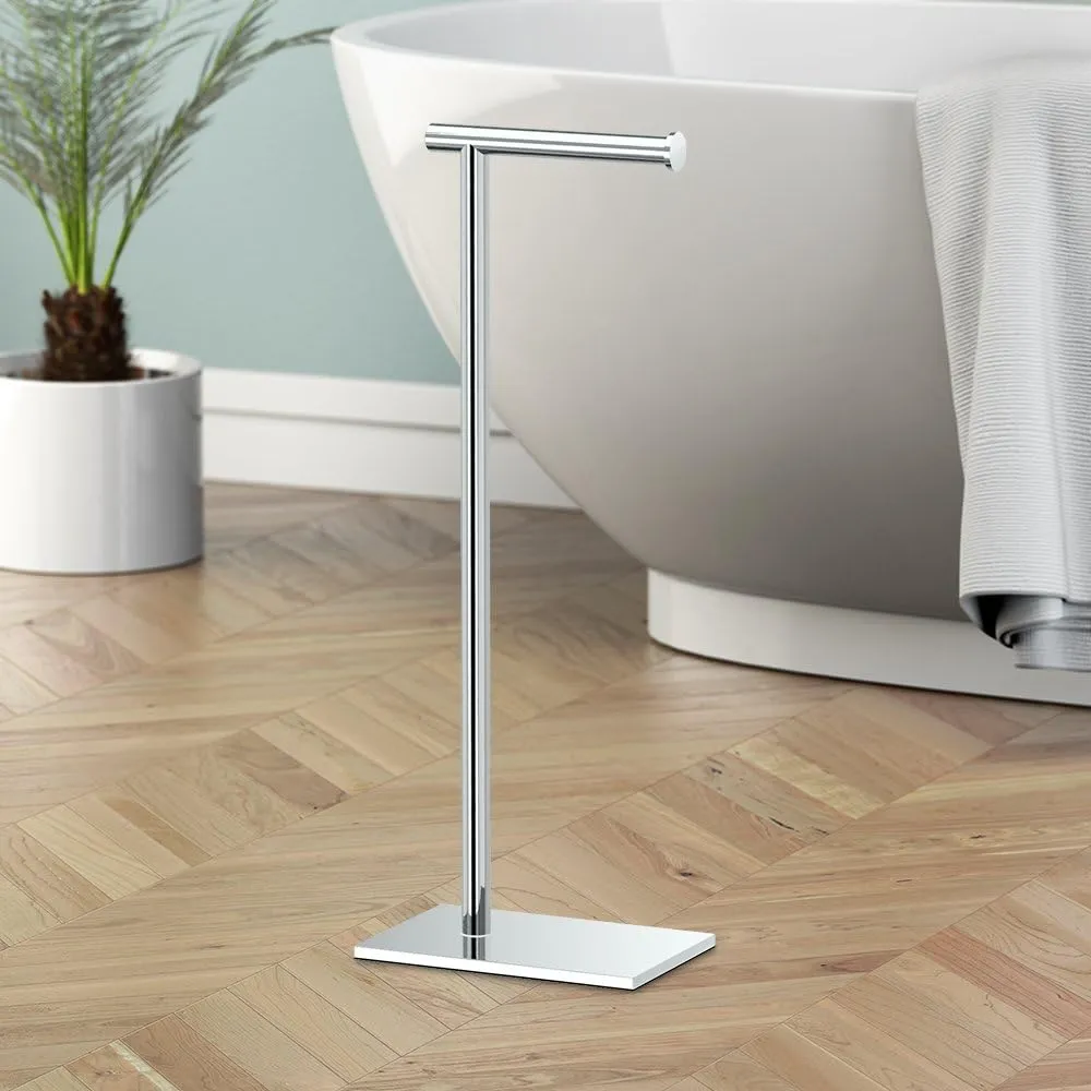 Gatco 1431C Modern Rectangle Base Freestanding Toilet Paper Holder, 21.25" Chrome with Weighted Base